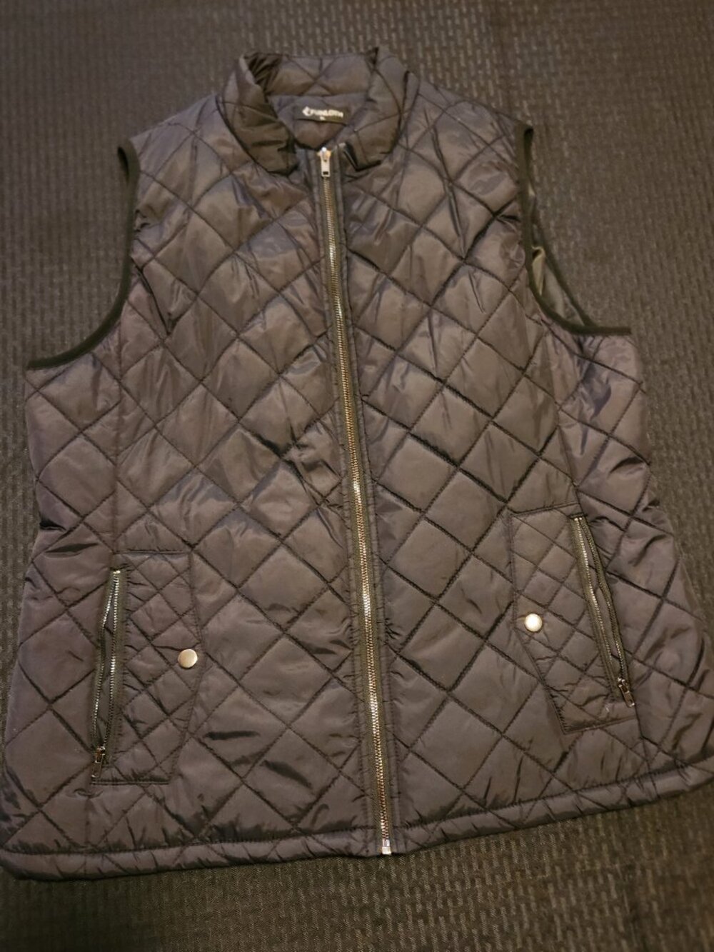 Fuinloth Quilted Puffer Vest Olive Black Size XL Zip Pockets